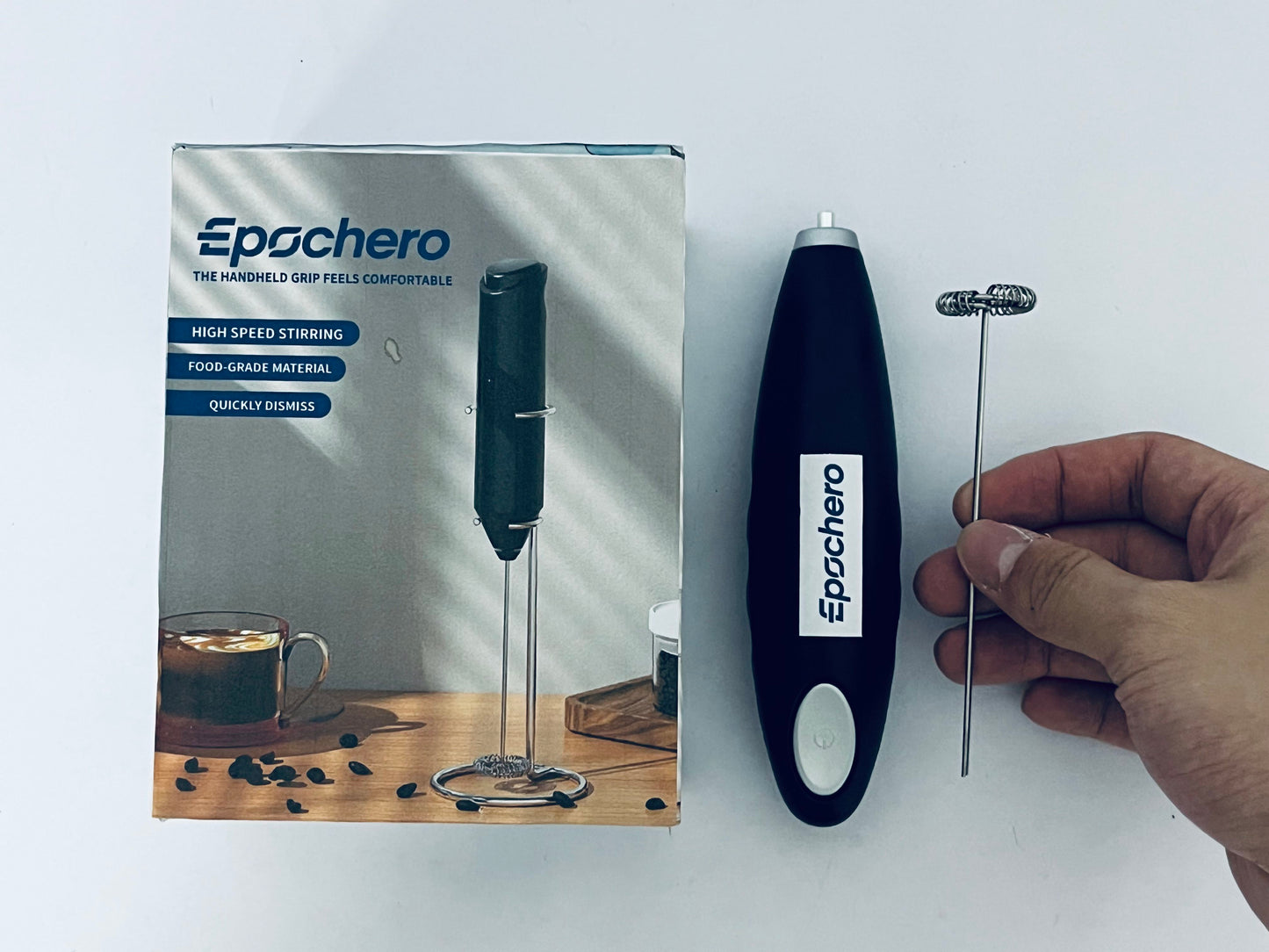 Epochero Handheld USB Charging Electric Egg Beater Portable Stainless Steel Milk Frother Kitchen Bar Supplies