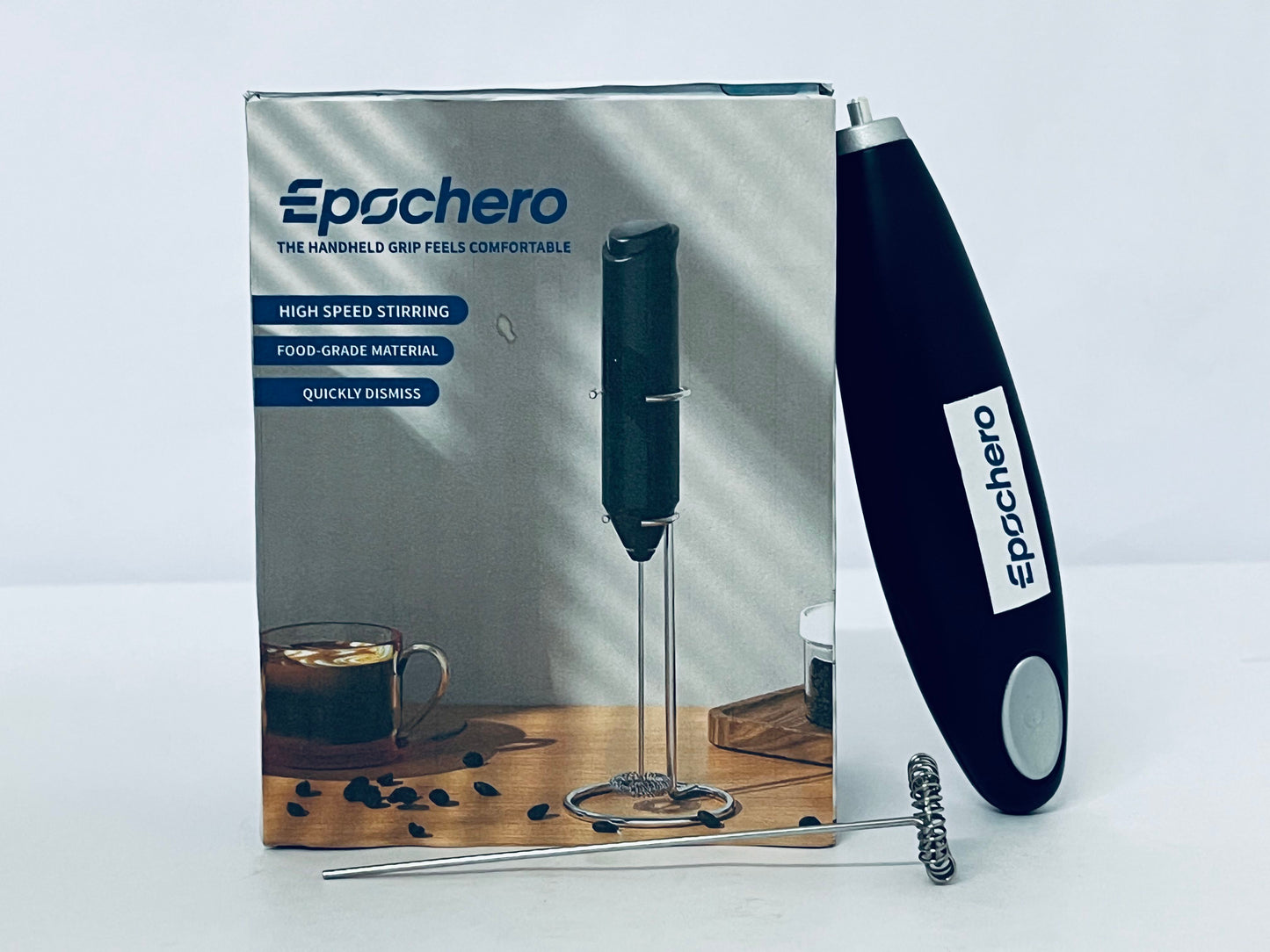 Epochero Handheld USB Charging Electric Egg Beater Portable Stainless Steel Milk Frother Kitchen Bar Supplies