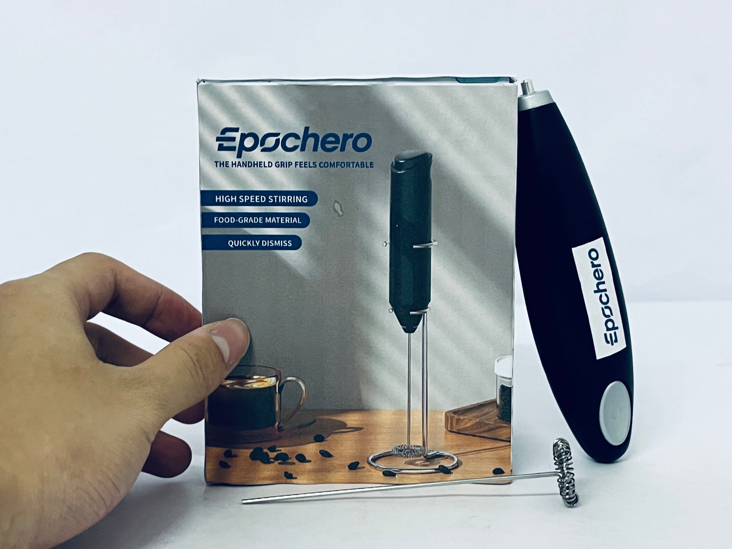 Epochero Handheld USB Charging Electric Egg Beater Portable Stainless Steel Milk Frother Kitchen Bar Supplies