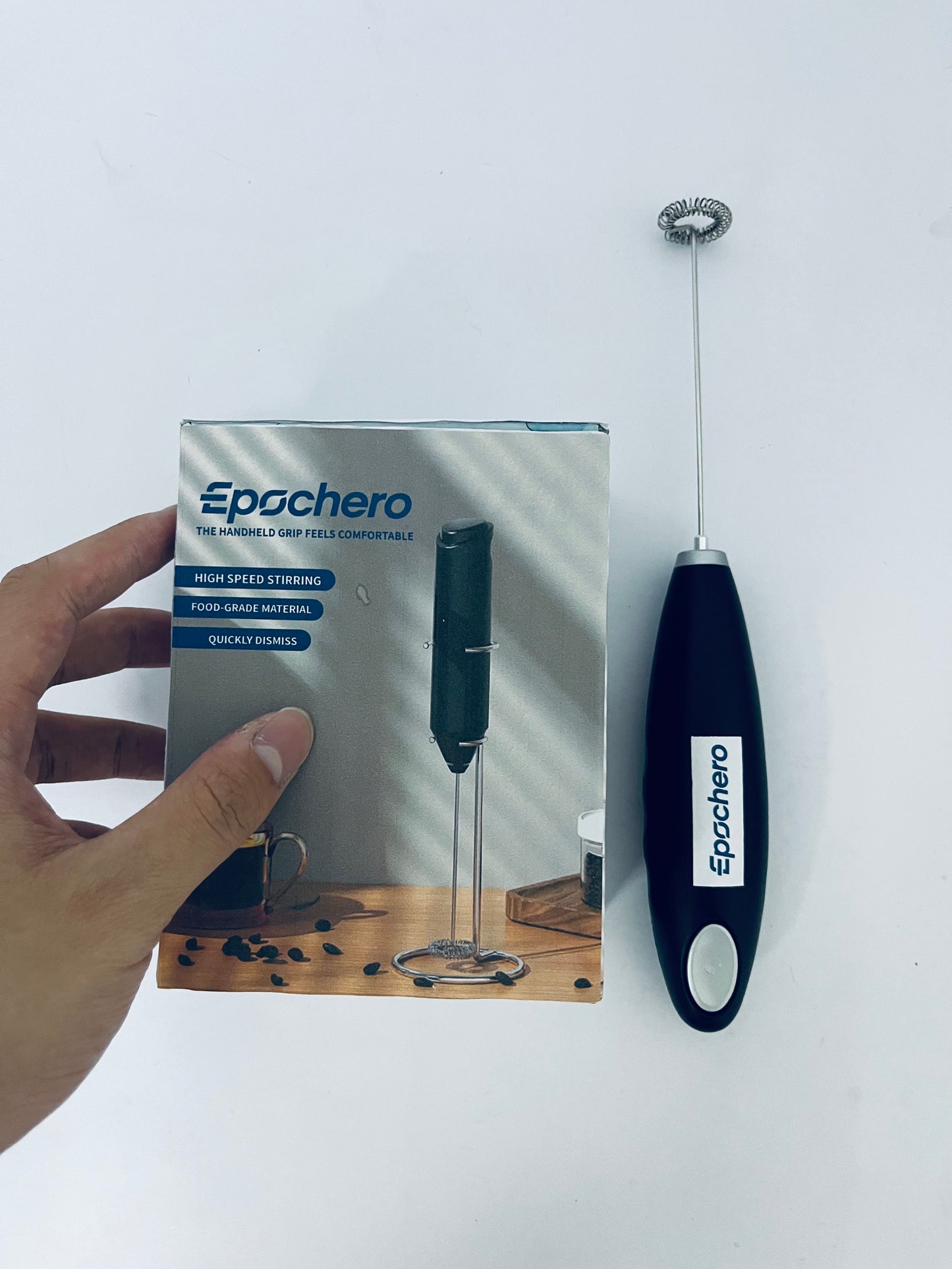 Epochero Handheld USB Charging Electric Egg Beater Portable Stainless Steel Milk Frother Kitchen Bar Supplies