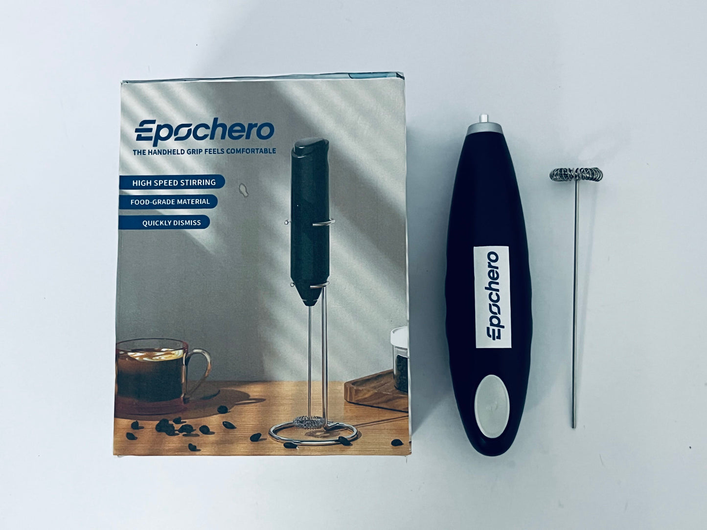 Epochero Handheld USB Charging Electric Egg Beater Portable Stainless Steel Milk Frother Kitchen Bar Supplies