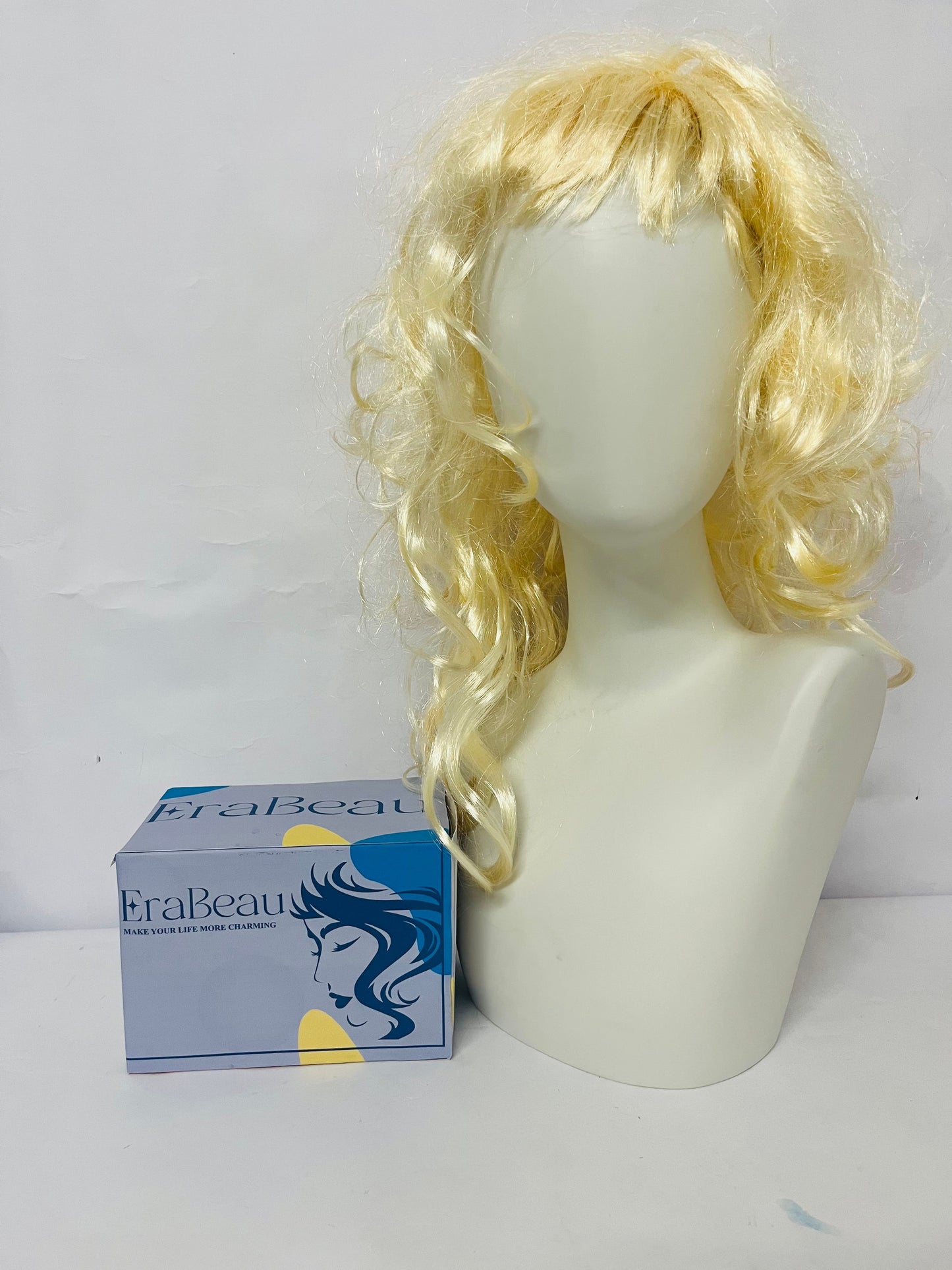 EraBeau Women's Wigs 70s 80s Fashion Singer Wigs Blonde Long Curly Beehive Wigs for Halloween Costume Party Wig