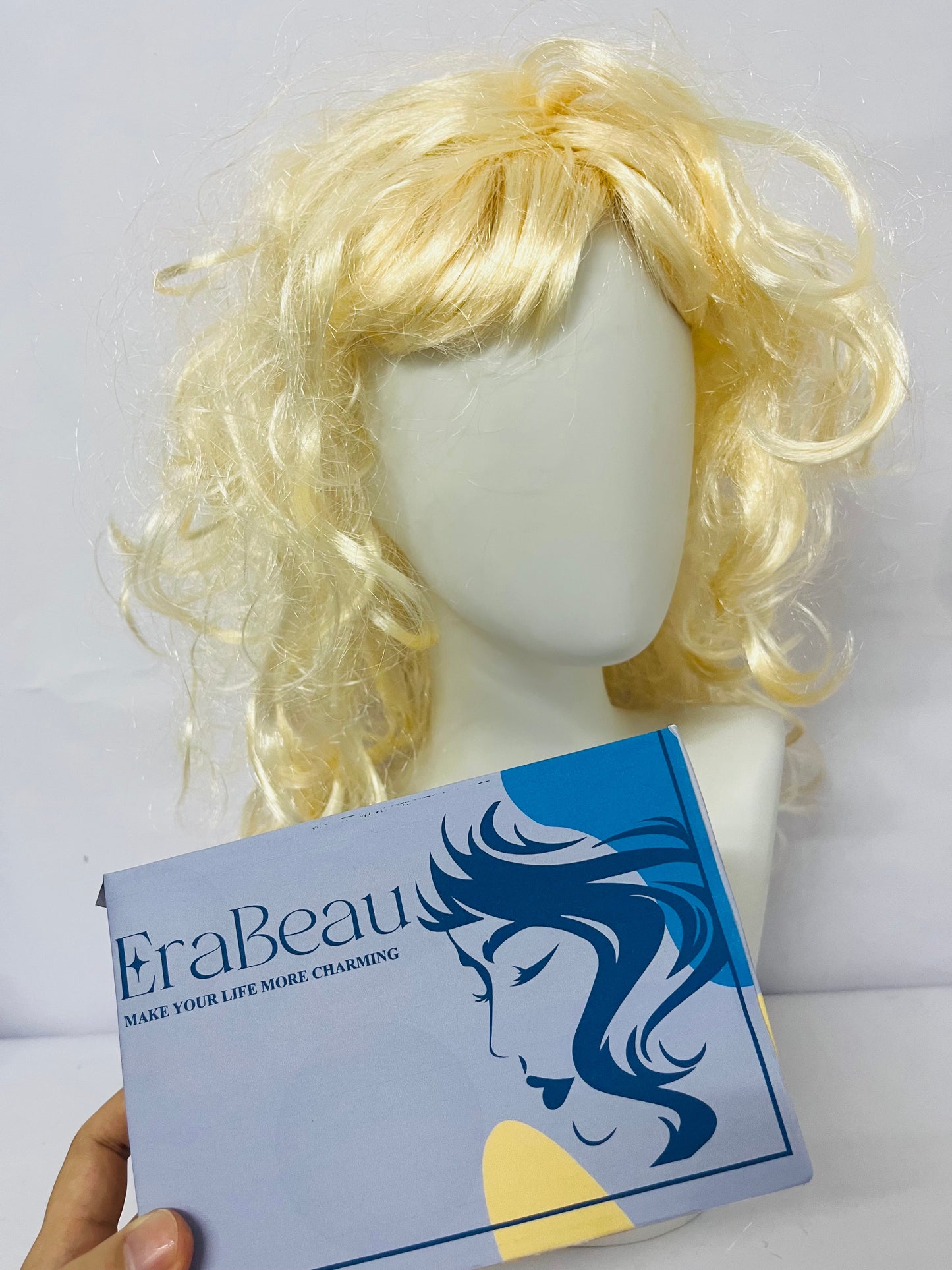 EraBeau Women's Wigs 70s 80s Fashion Singer Wigs Blonde Long Curly Beehive Wigs for Halloween Costume Party Wig