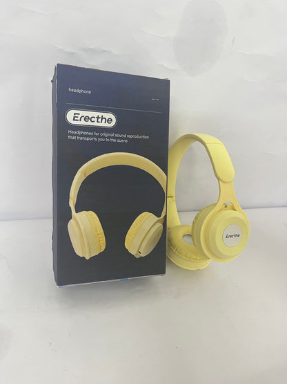 Erecthe Upgraded Hybrid Noise Cancelling Headphones with Transparent Modes Wireless Bluetooth with Mic Deep Bass Soft-Earpads Hi-Fi Audio Comfortable Fit Long Playtime for Home Office Travel Over Ear Yellow