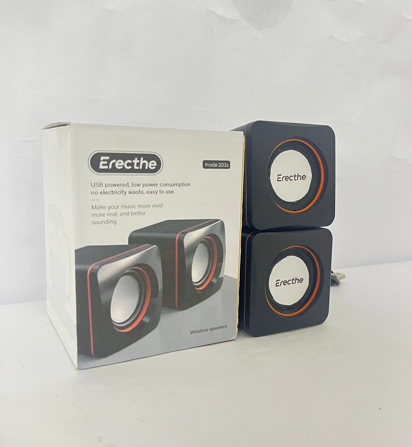 Erecthe Computer Speaker, 3.5mm USB Stereo Desktop Laptop PC Speaker, Black, 175g, Binaural, Touch Control, Limited