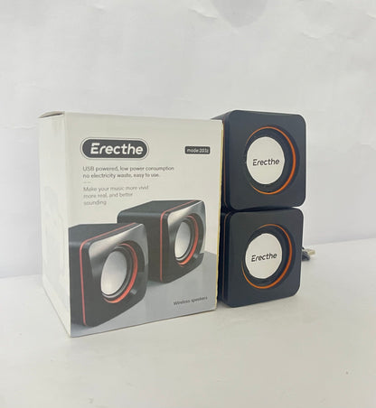 Erecthe Computer Speaker, 3.5mm USB Stereo Desktop Laptop PC Speaker, Black, 175g, Binaural, Touch Control, Limited
