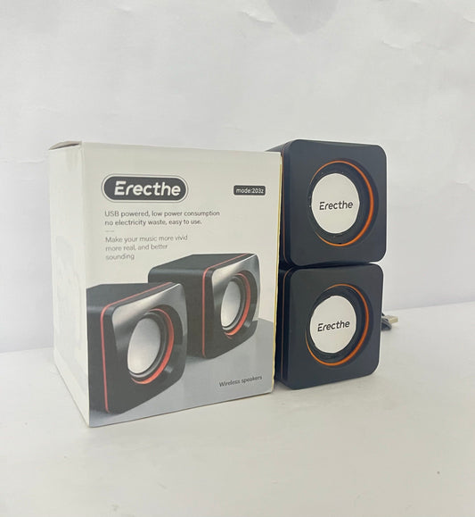 Erecthe Computer Speaker, 3.5mm USB Stereo Desktop Laptop PC Speaker, Black, 175g, Binaural, Touch Control, Limited