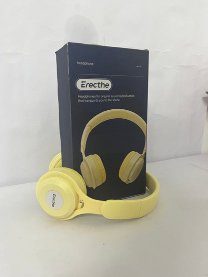 Erecthe Upgraded Hybrid Noise Cancelling Headphones with Transparent Modes Wireless Bluetooth with Mic Deep Bass Soft-Earpads Hi-Fi Audio Comfortable Fit Long Playtime for Home Office Travel Over Ear Yellow