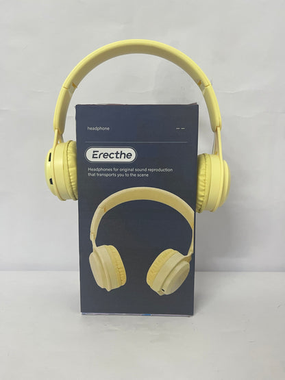 Erecthe Upgraded Hybrid Noise Cancelling Headphones with Transparent Modes Wireless Bluetooth with Mic Deep Bass Soft-Earpads Hi-Fi Audio Comfortable Fit Long Playtime for Home Office Travel Over Ear Yellow