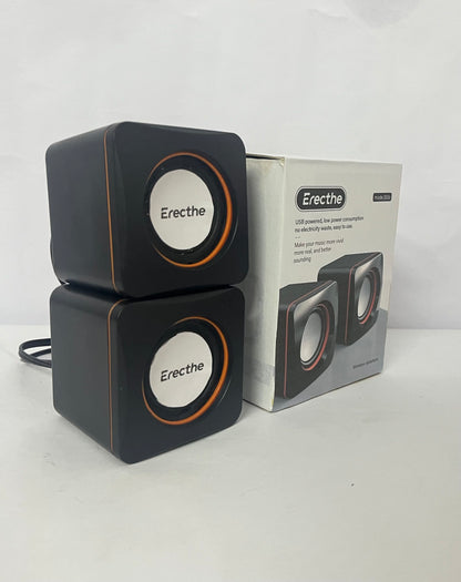 Erecthe Computer Speaker, 3.5mm USB Stereo Desktop Laptop PC Speaker, Black, 175g, Binaural, Touch Control, Limited