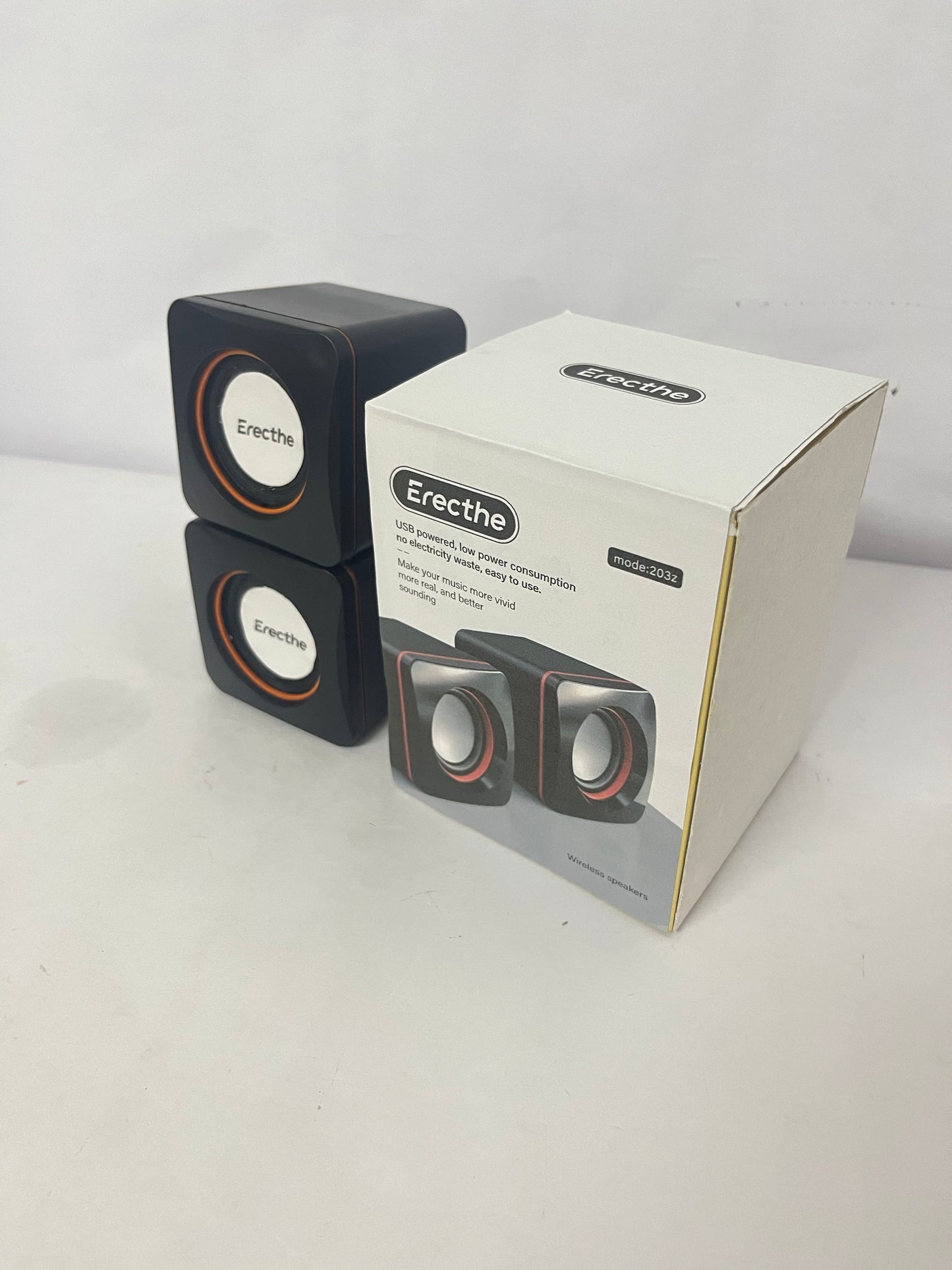 Erecthe Computer Speaker, 3.5mm USB Stereo Desktop Laptop PC Speaker, Black, 175g, Binaural, Touch Control, Limited