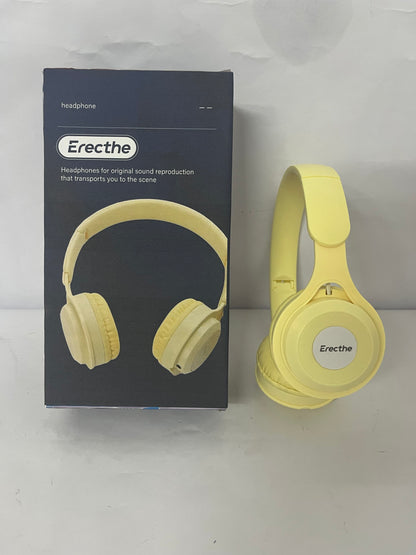 Erecthe Upgraded Hybrid Noise Cancelling Headphones with Transparent Modes Wireless Bluetooth with Mic Deep Bass Soft-Earpads Hi-Fi Audio Comfortable Fit Long Playtime for Home Office Travel Over Ear Yellow