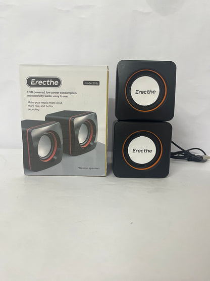 Erecthe Computer Speaker, 3.5mm USB Stereo Desktop Laptop PC Speaker, Black, 175g, Binaural, Touch Control, Limited