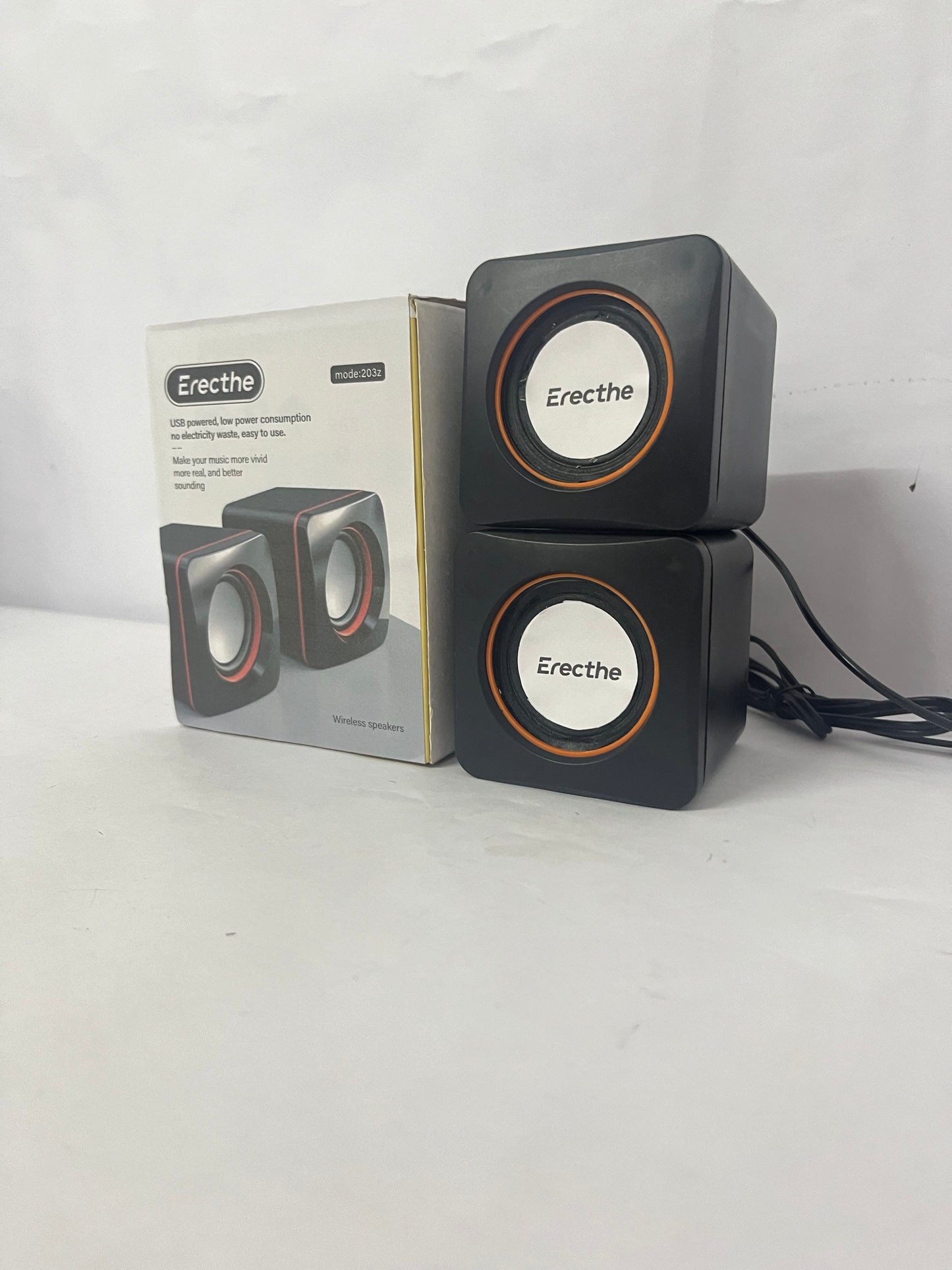 Erecthe Computer Speaker, 3.5mm USB Stereo Desktop Laptop PC Speaker, Black, 175g, Binaural, Touch Control, Limited