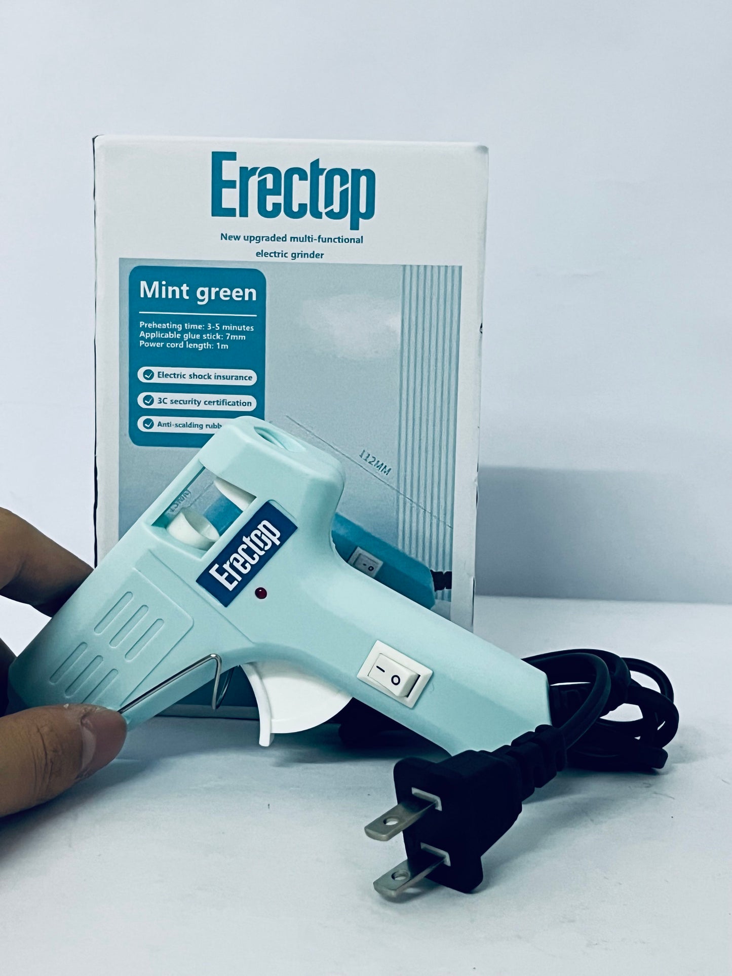 Erectop Mini Hot melt gun Handmade glue gun for household use (Mint green) Fast Preheating
