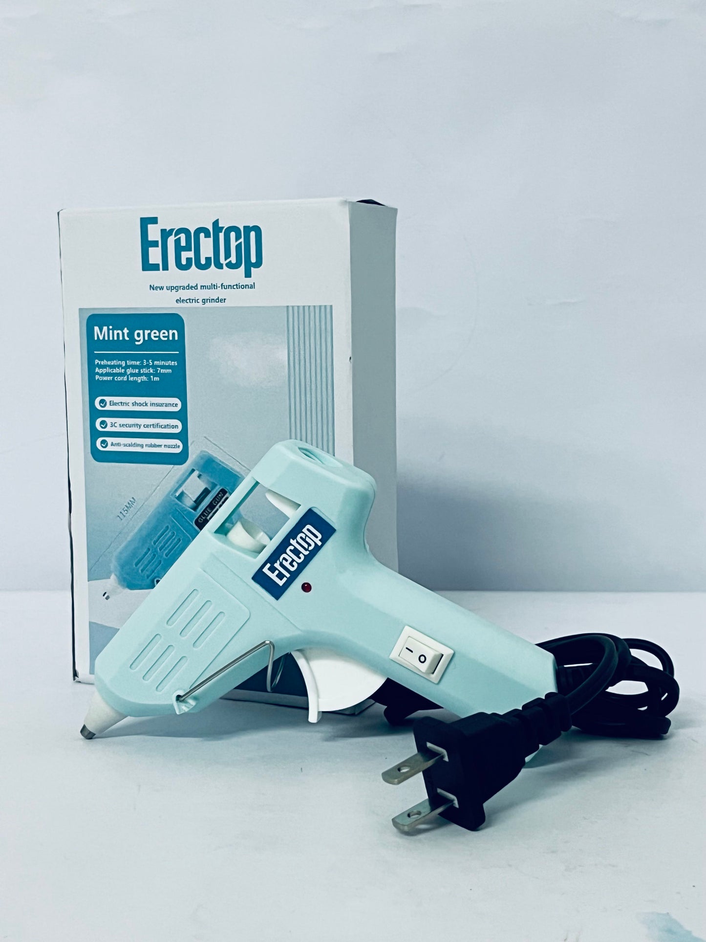 Erectop Mini Hot melt gun Handmade glue gun for household use (Mint green) Fast Preheating