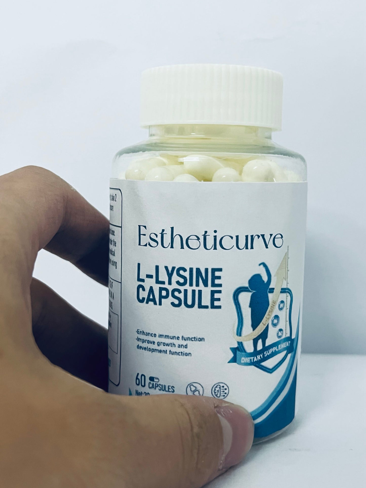 Estheticurve L-Lysine 1000mg Per Serving, 250 Servings, 60 Capsules - Gluten Free, Non-GMO, 500mg Per Capsule