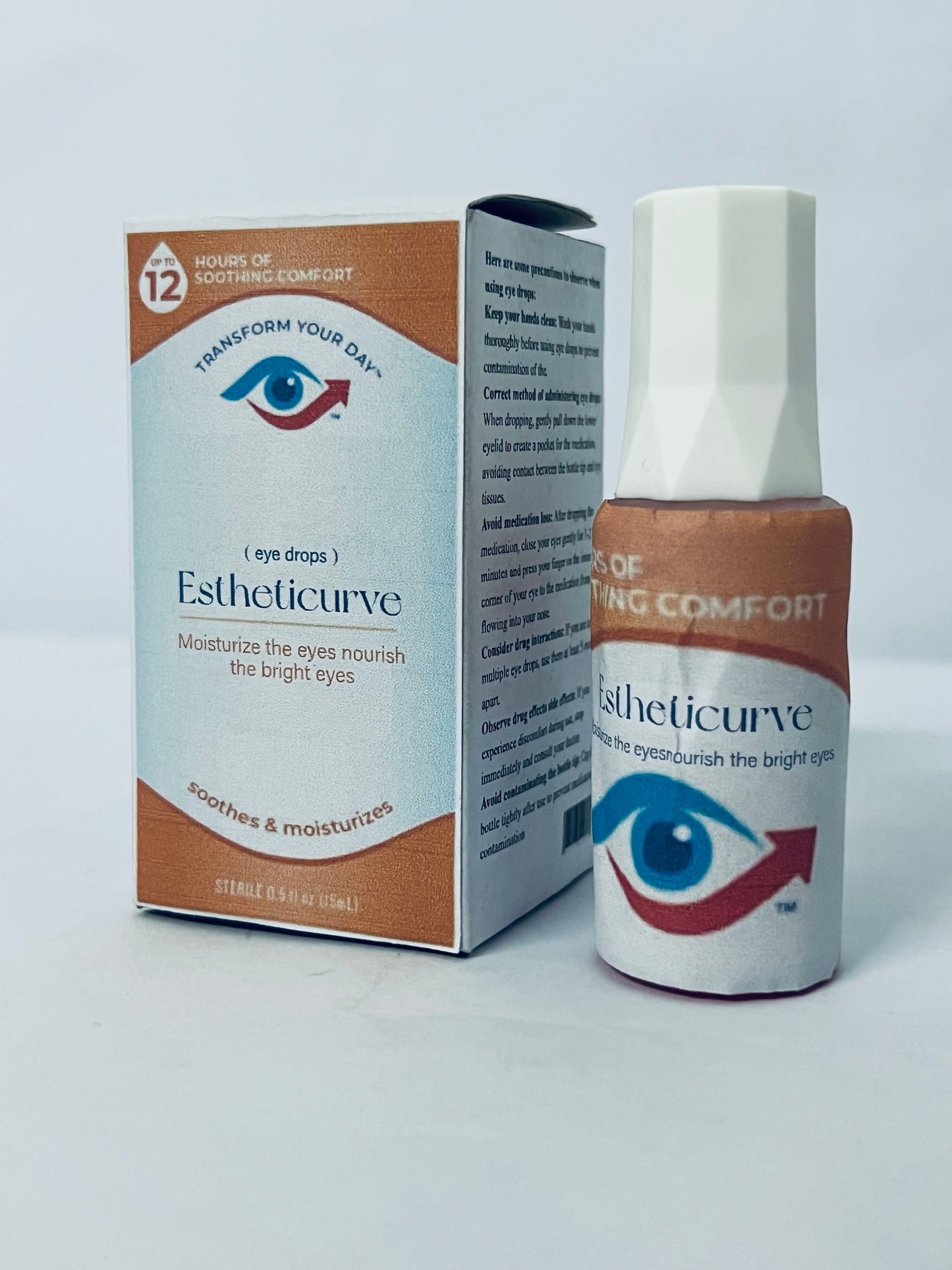 Estheticurve Eye Drops for Red Eyes, Redness Reliever for Brighter Looking Eyes, Works in 1 Minute & Lasts Up to 8 Hours, Eye Drops, Packaging May Vary