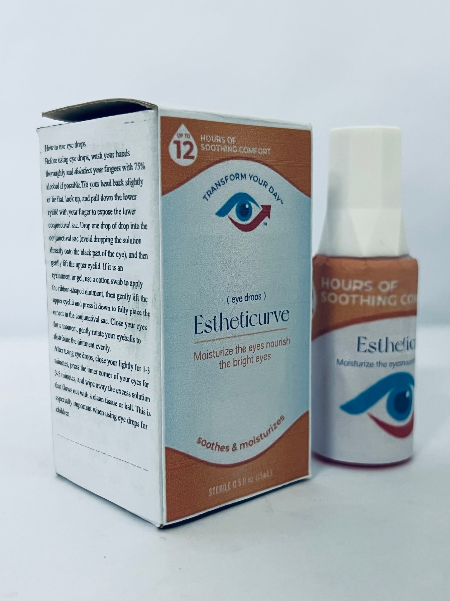 Estheticurve Eye Drops for Red Eyes, Redness Reliever for Brighter Looking Eyes, Works in 1 Minute & Lasts Up to 8 Hours, Eye Drops, Packaging May Vary