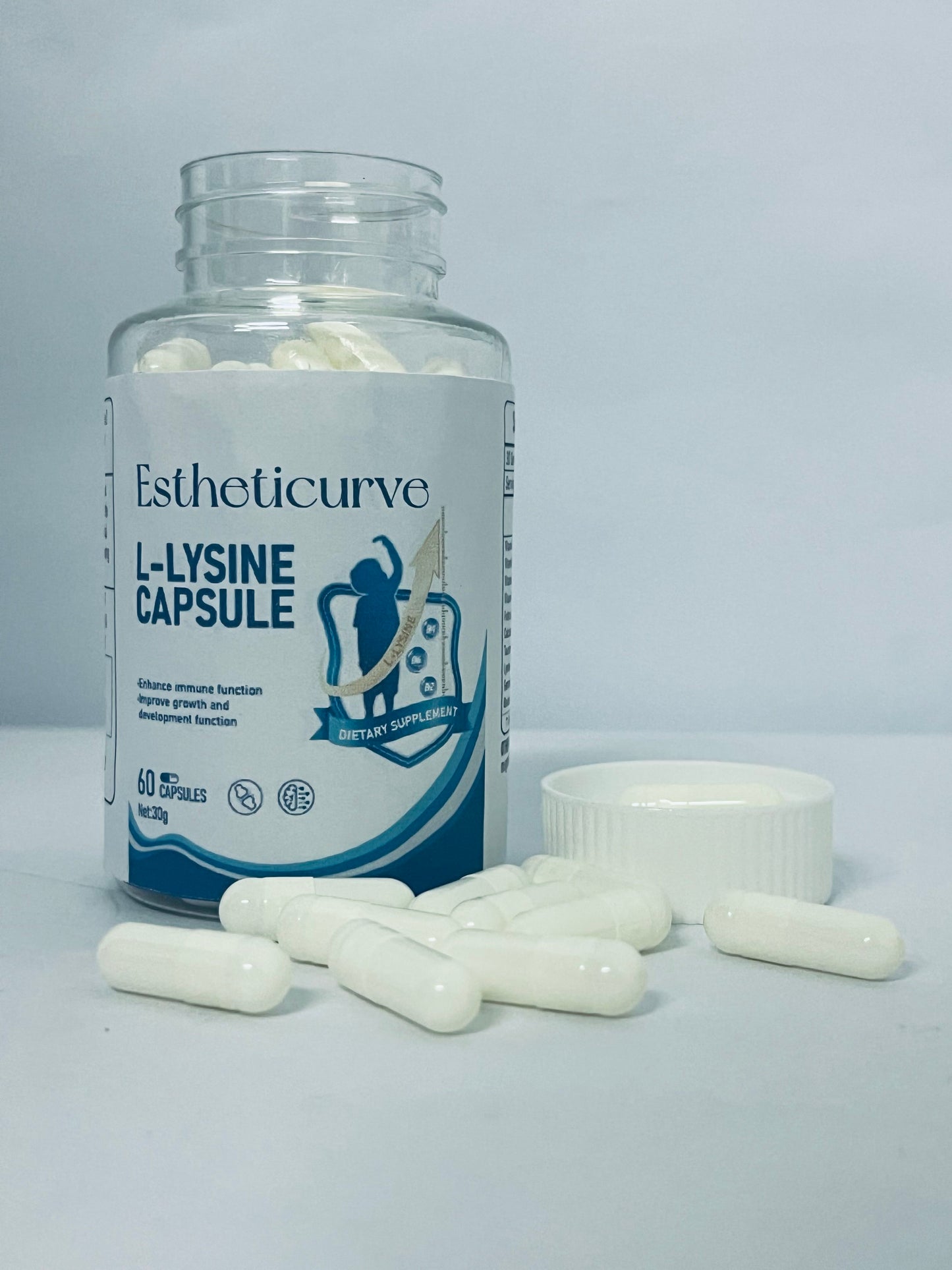 Estheticurve L-Lysine 1000mg Per Serving, 250 Servings, 60 Capsules - Gluten Free, Non-GMO, 500mg Per Capsule