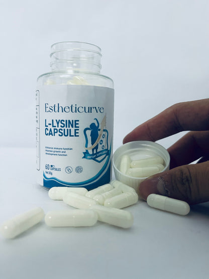 Estheticurve L-Lysine 1000mg Per Serving, 250 Servings, 60 Capsules - Gluten Free, Non-GMO, 500mg Per Capsule
