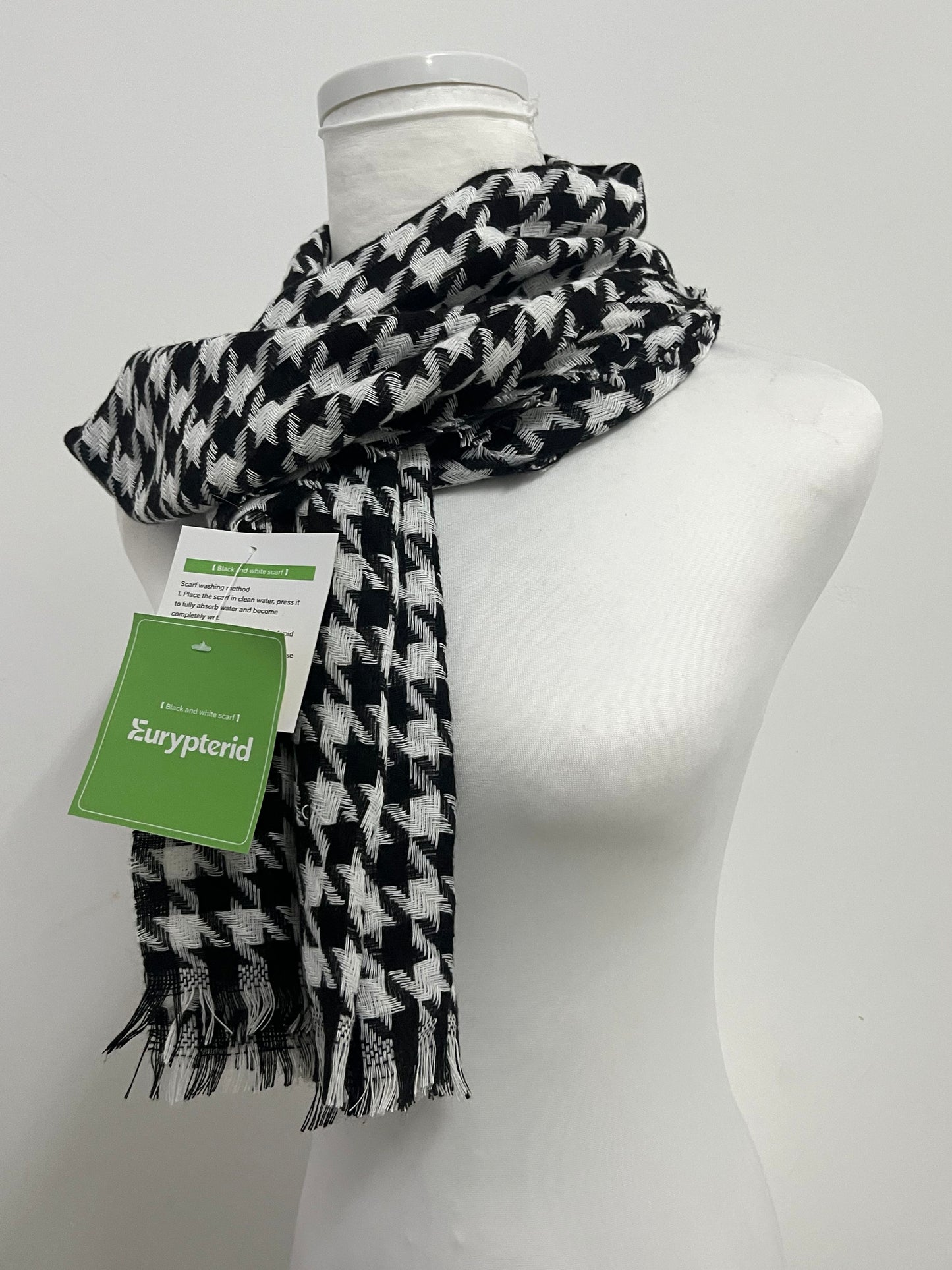 Eurypterid Neckerchiefs Black and White Houndstooth Scarf - A Fashion Collision of Classic and Texture