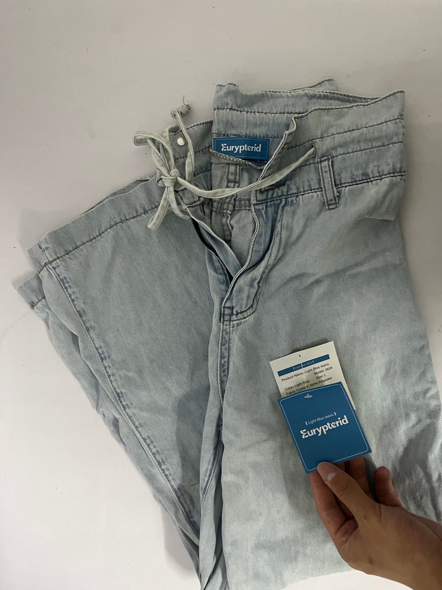 Eurypterid Jeans Light Blue Washed Drawstring Jeans - A Dual Fusion of Comfort and Trend, Redefining Your Daily Dressing Style