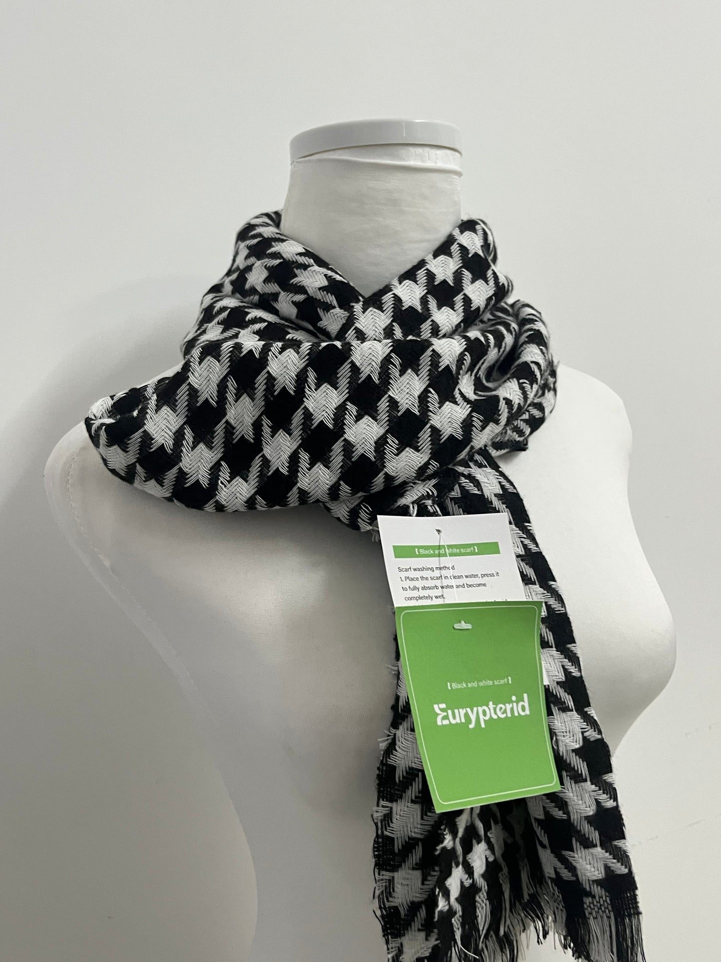 Eurypterid Neckerchiefs Black and White Houndstooth Scarf - A Fashion Collision of Classic and Texture