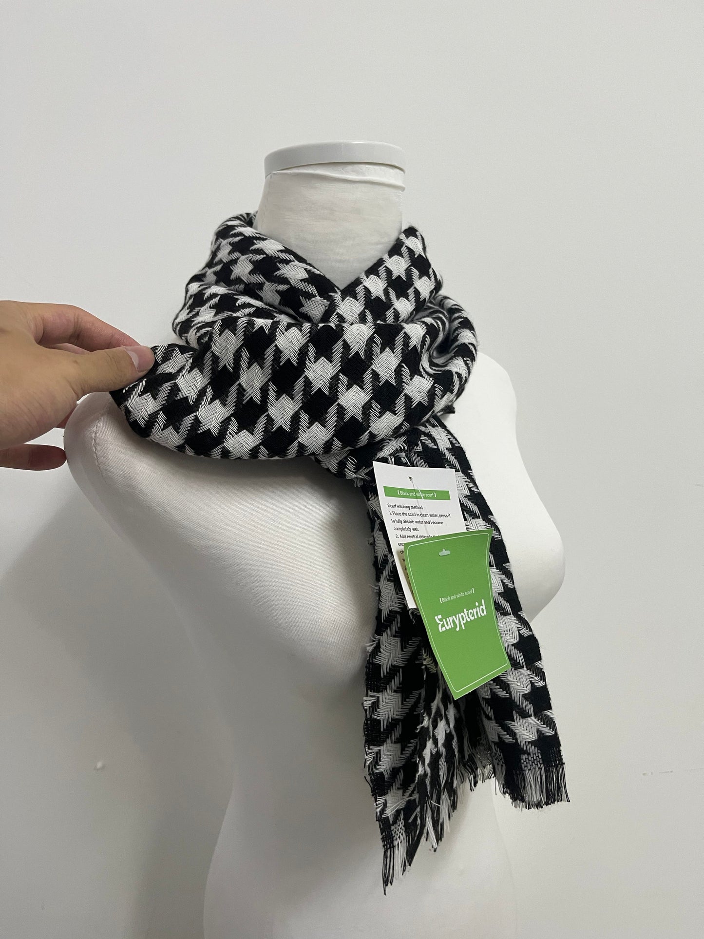 Eurypterid Neckerchiefs Black and White Houndstooth Scarf - A Fashion Collision of Classic and Texture