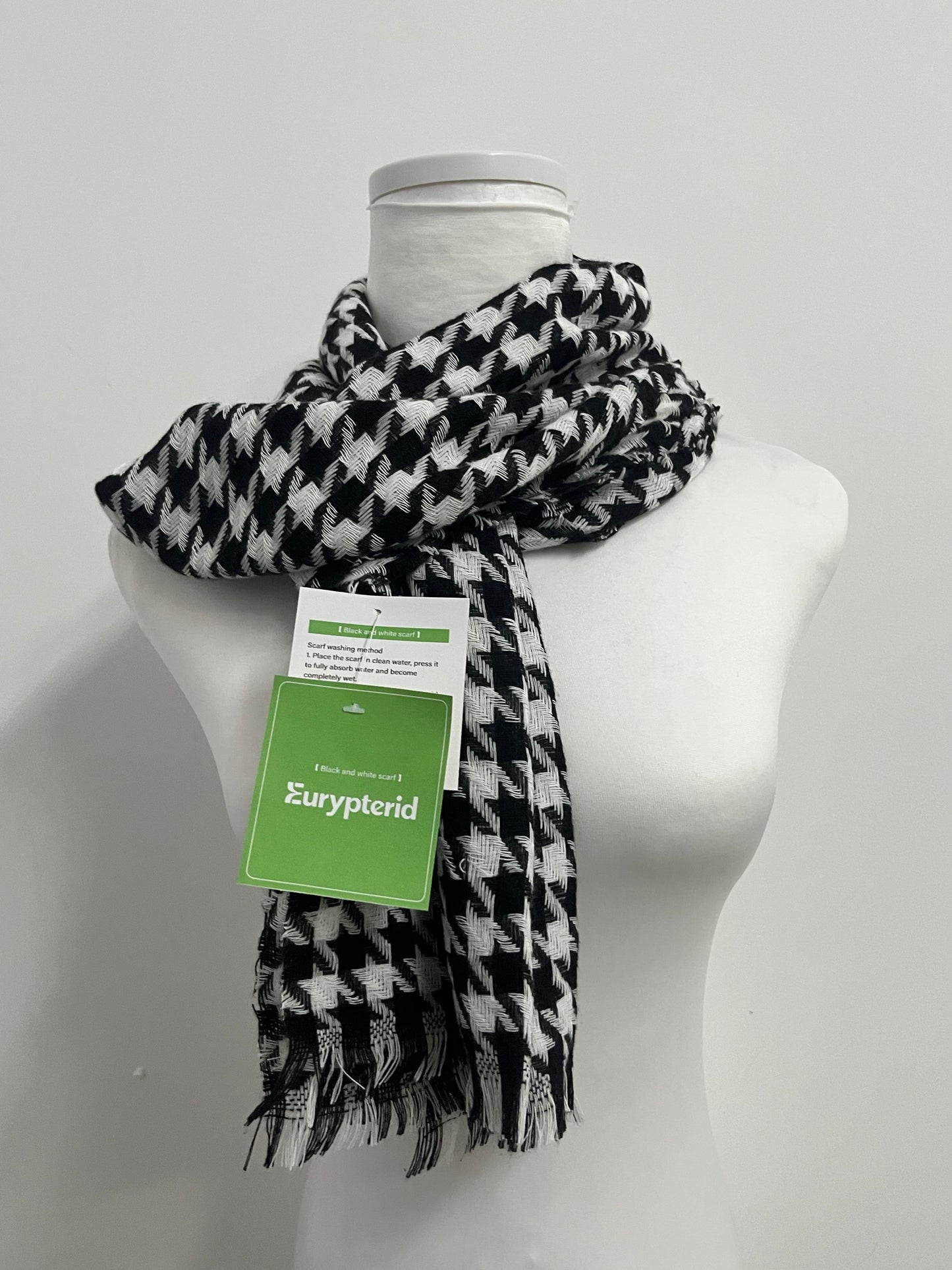Eurypterid Neckerchiefs Black and White Houndstooth Scarf - A Fashion Collision of Classic and Texture