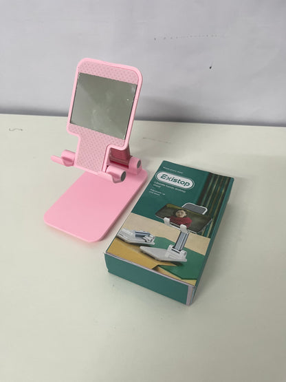 Existop Adjustable Desktop Phone Stand, Pink Portable Foldable Phone Holder, Hands-Free for Watching Videos, Live Streaming, Studying, Video Calling