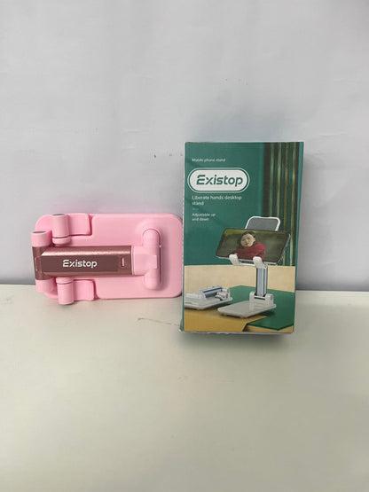 Existop Adjustable Desktop Phone Stand, Pink Portable Foldable Phone Holder, Hands-Free for Watching Videos, Live Streaming, Studying, Video Calling