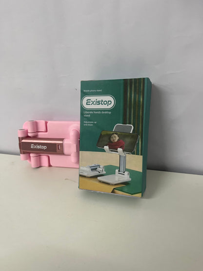 Existop Adjustable Desktop Phone Stand, Pink Portable Foldable Phone Holder, Hands-Free for Watching Videos, Live Streaming, Studying, Video Calling