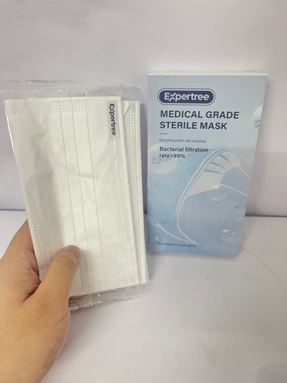 Expertree Disposable Face Masks, 3-Ply ASTM Level 3 Medical Grade, FSA/HSA Eligible, Breathable & Comfortable for Allergy/Sun Protection, 10 Pack White