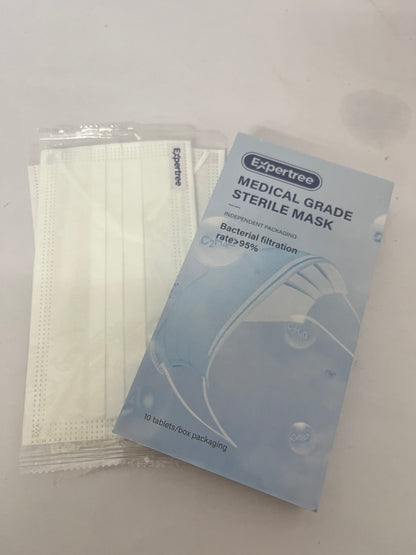 Expertree Disposable Face Masks, 3-Ply ASTM Level 3 Medical Grade, FSA/HSA Eligible, Breathable & Comfortable for Allergy/Sun Protection, 10 Pack White