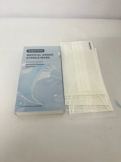 Expertree Disposable Face Masks, 3-Ply ASTM Level 3 Medical Grade, FSA/HSA Eligible, Breathable & Comfortable for Allergy/Sun Protection, 10 Pack White