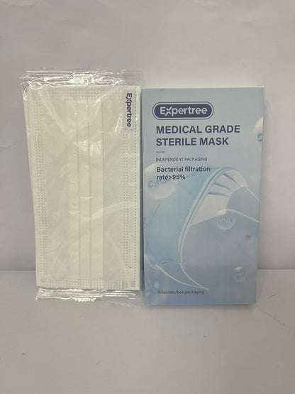 Expertree Disposable Face Masks, 3-Ply ASTM Level 3 Medical Grade, FSA/HSA Eligible, Breathable & Comfortable for Allergy/Sun Protection, 10 Pack White