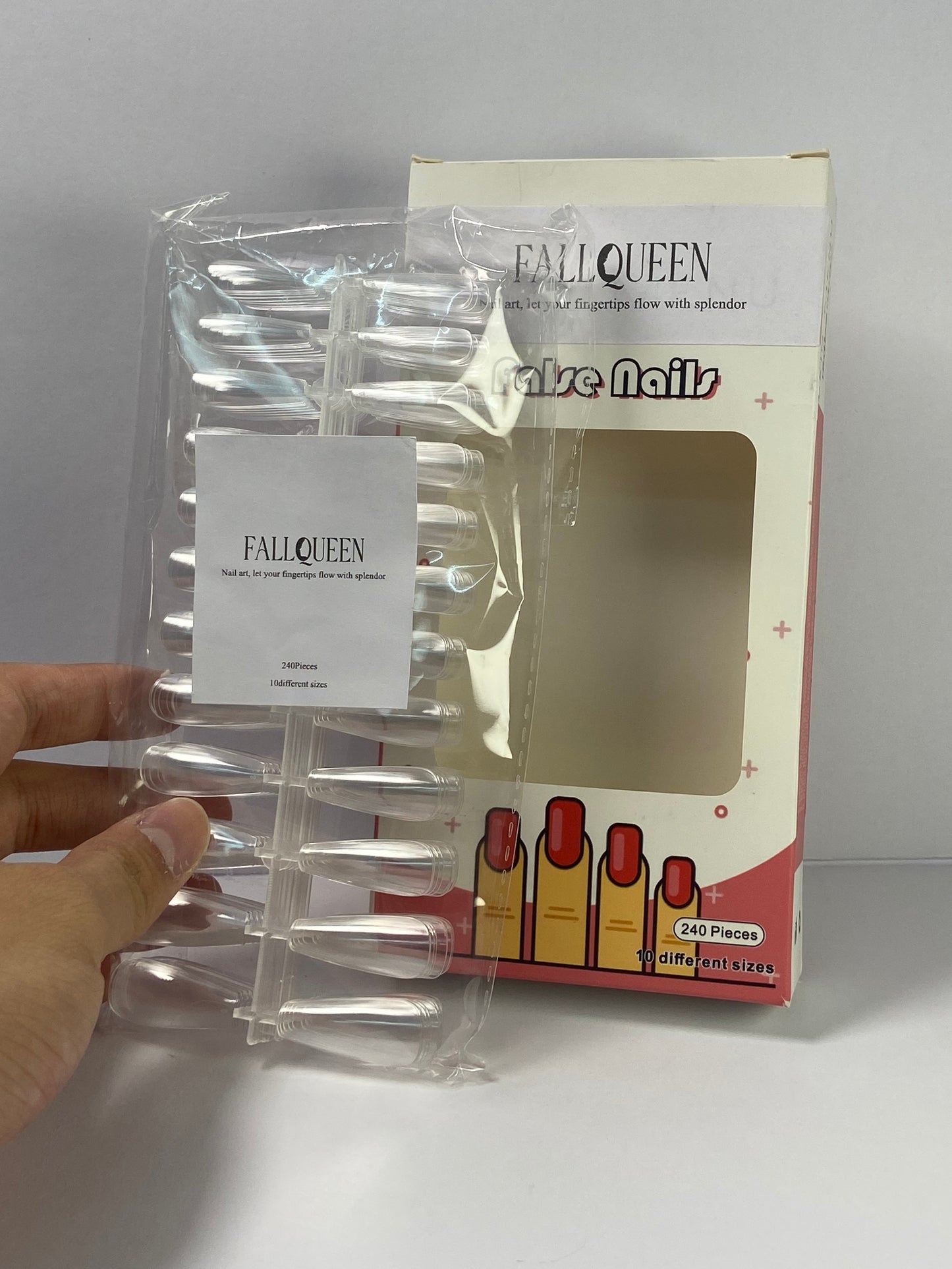 FALLQUEEN False nails Clear Long Stiletto Nail Tips for Manicure Salon DIY Nail Art