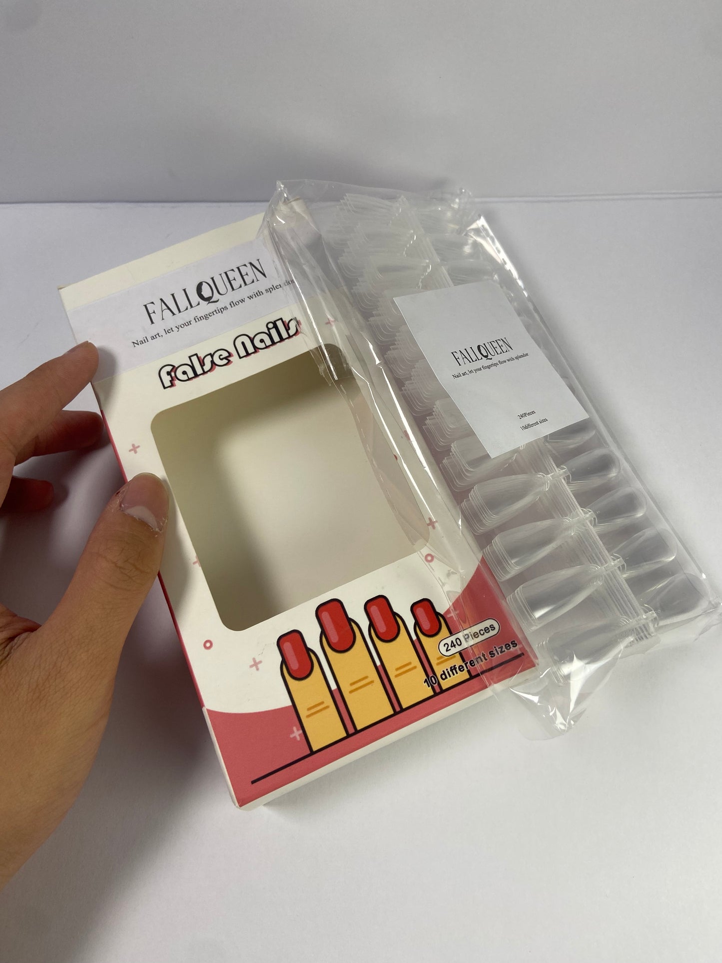 FALLQUEEN False nails Clear Long Stiletto Nail Tips for Manicure Salon DIY Nail Art