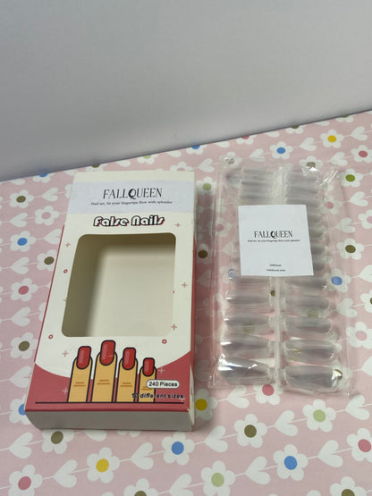 FALLQUEEN False nails Clear Long Stiletto Nail Tips for Manicure Salon DIY Nail Art