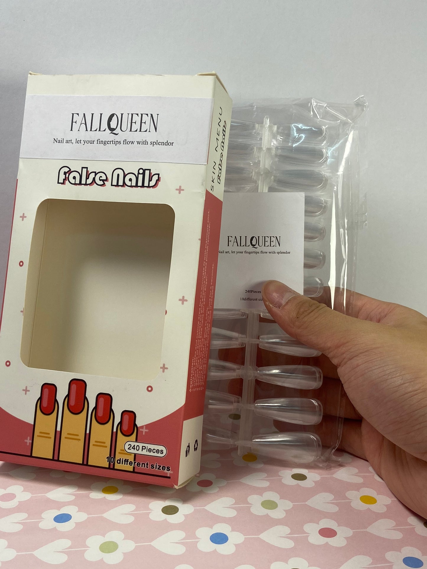 FALLQUEEN False nails Clear Long Stiletto Nail Tips for Manicure Salon DIY Nail Art