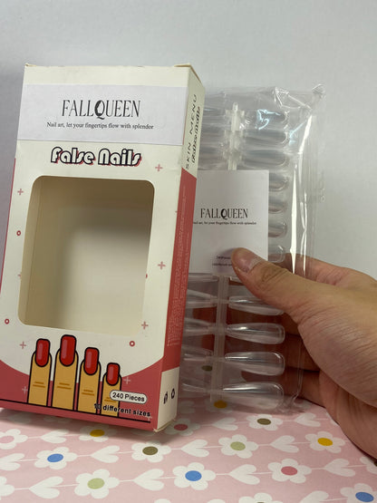 FALLQUEEN False nails Clear Long Stiletto Nail Tips for Manicure Salon DIY Nail Art
