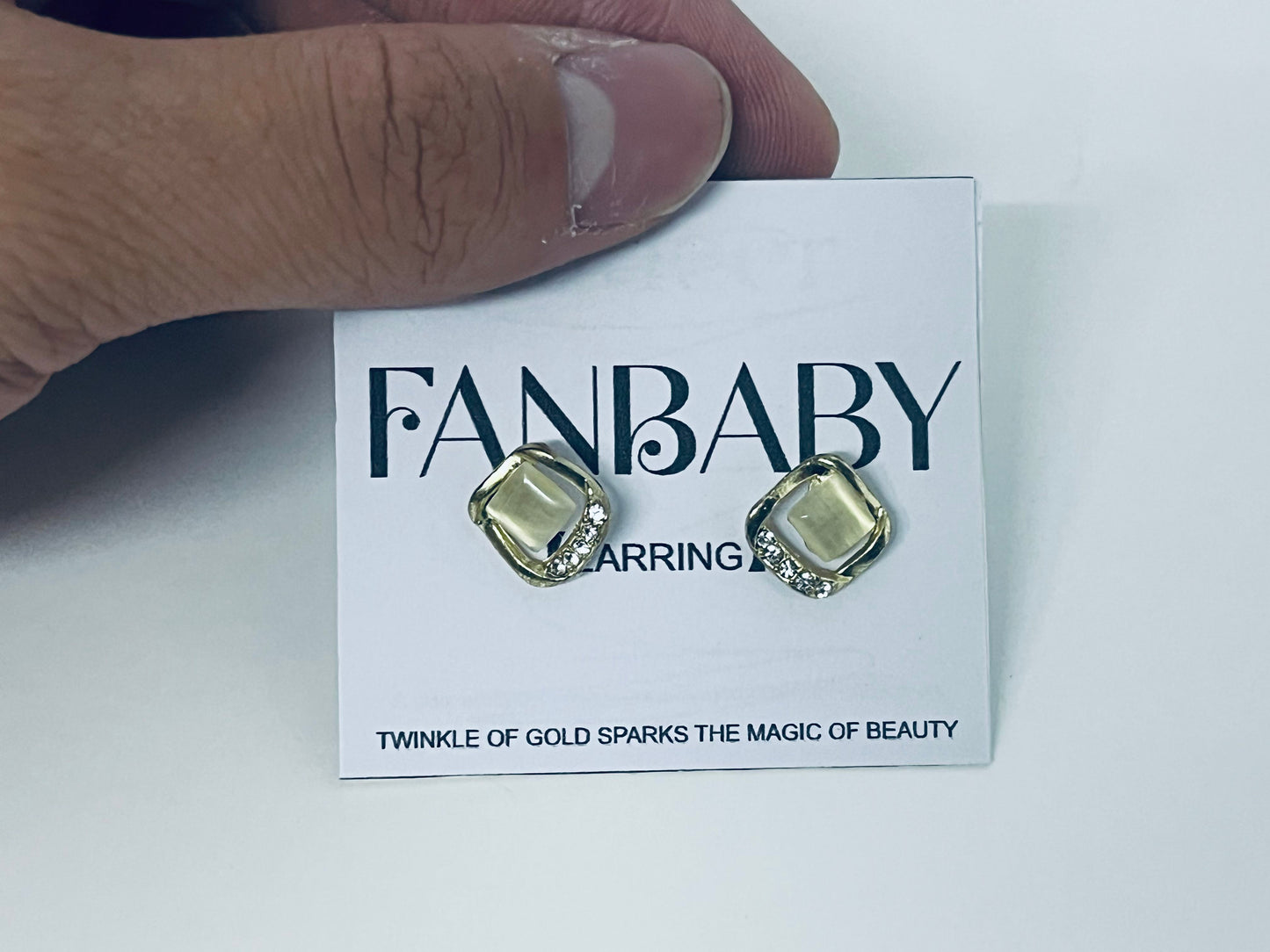 FANBABY Ear studs Geometric Cat's Eye Stone Earrings Luxury Design Shiny & Eye-Catching A Personal Expression of Ear Charm
