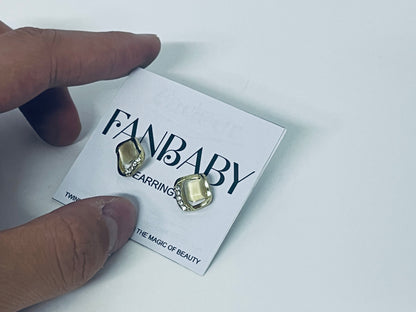 FANBABY Ear studs Geometric Cat's Eye Stone Earrings Luxury Design Shiny & Eye-Catching A Personal Expression of Ear Charm