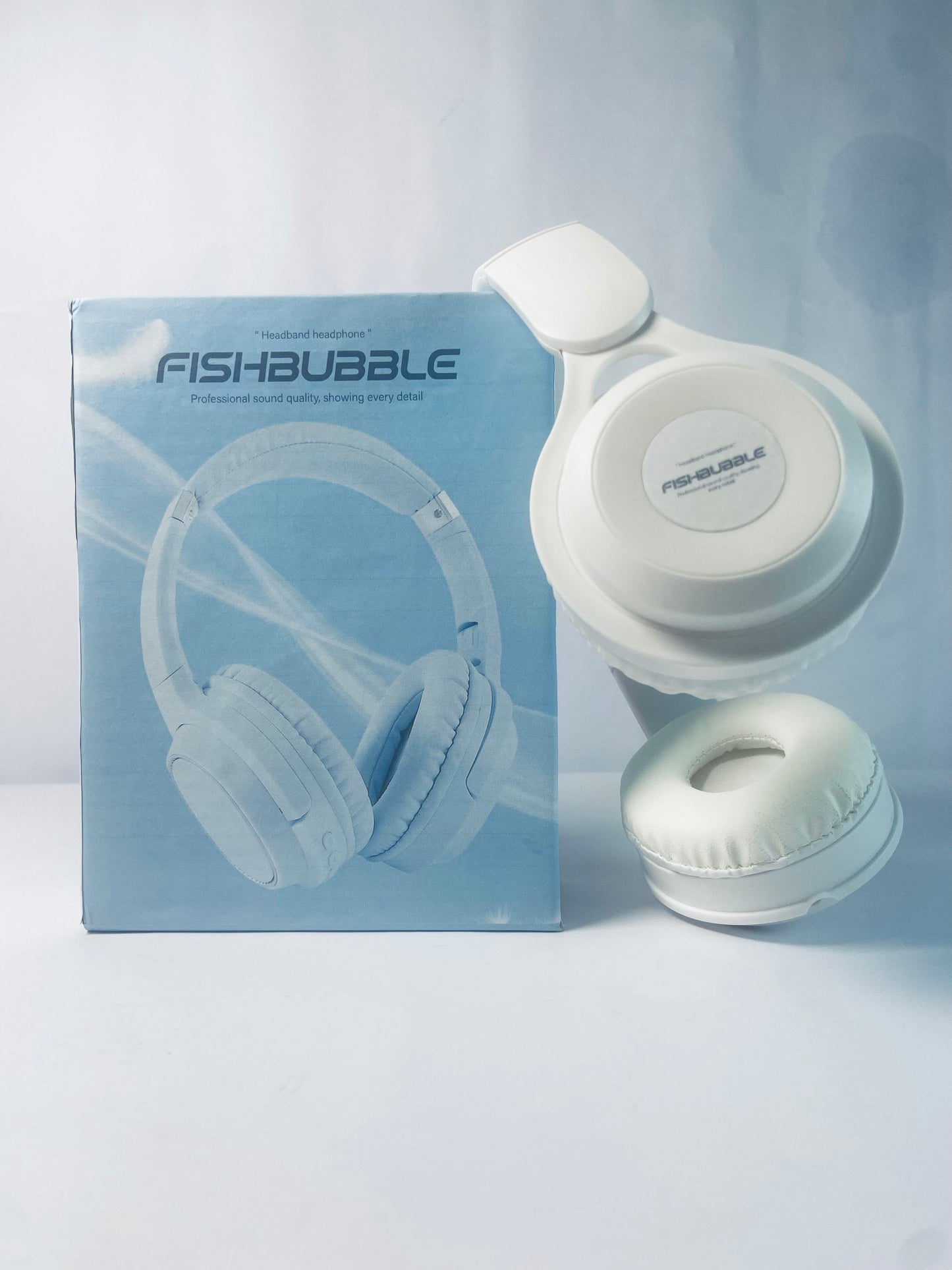 FISHBUBBLE Bluetooth Headphones Over Ear, Foldable Lightweight Wireless Headsets, HiFi Stereo, HD Microphone, 30H Playtime
