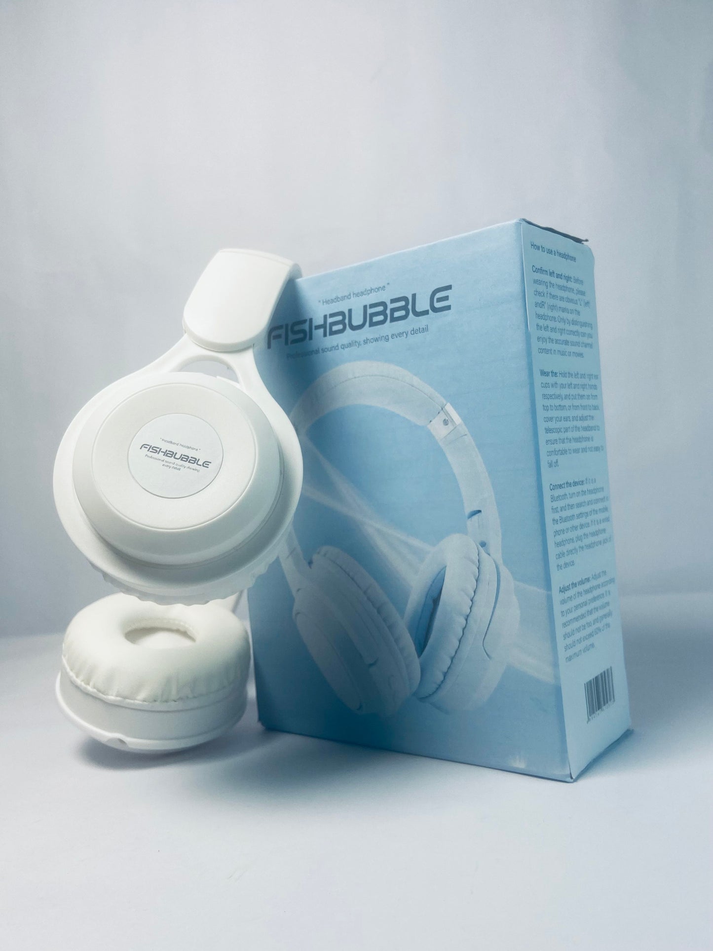 FISHBUBBLE Bluetooth Headphones Over Ear, Foldable Lightweight Wireless Headsets, HiFi Stereo, HD Microphone, 30H Playtime