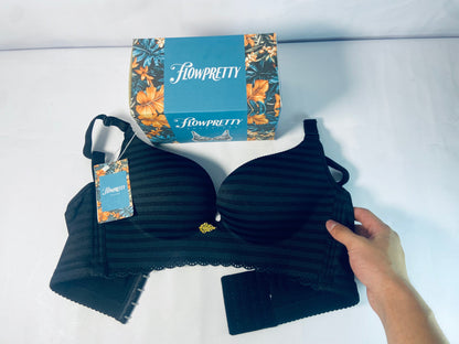 FLOWPRETTY Womens Soft Comfortable No Underwire Bras V Neck Seamless Push Up Bralettes Full Coverage Tshirt Brassiere