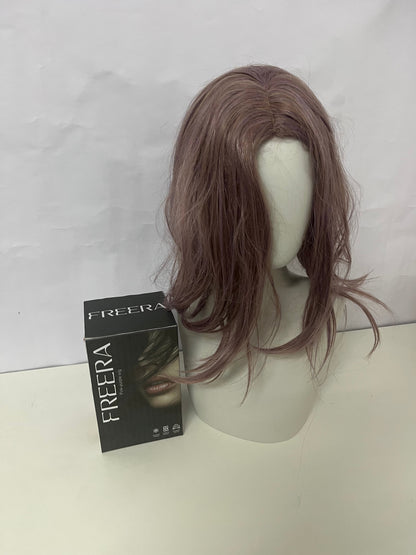FREERA Misty Pink-Brown Medium-Length Wig Natural & Fluffy Stylish Look A Hair Accessory for Easy Style Switching