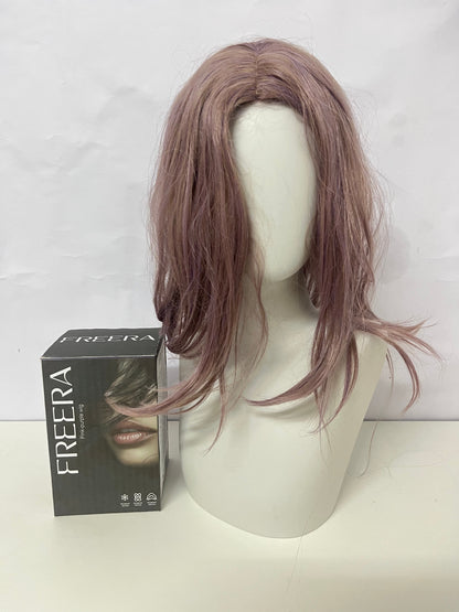 FREERA Misty Pink-Brown Medium-Length Wig Natural & Fluffy Stylish Look A Hair Accessory for Easy Style Switching