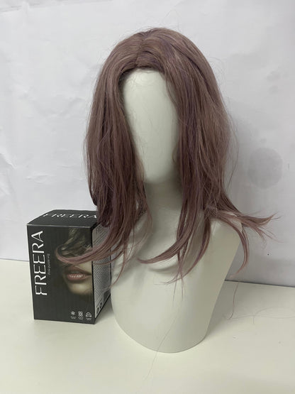 FREERA Misty Pink-Brown Medium-Length Wig Natural & Fluffy Stylish Look A Hair Accessory for Easy Style Switching